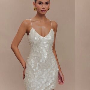 Meshki Cream Sequin Mini Dress